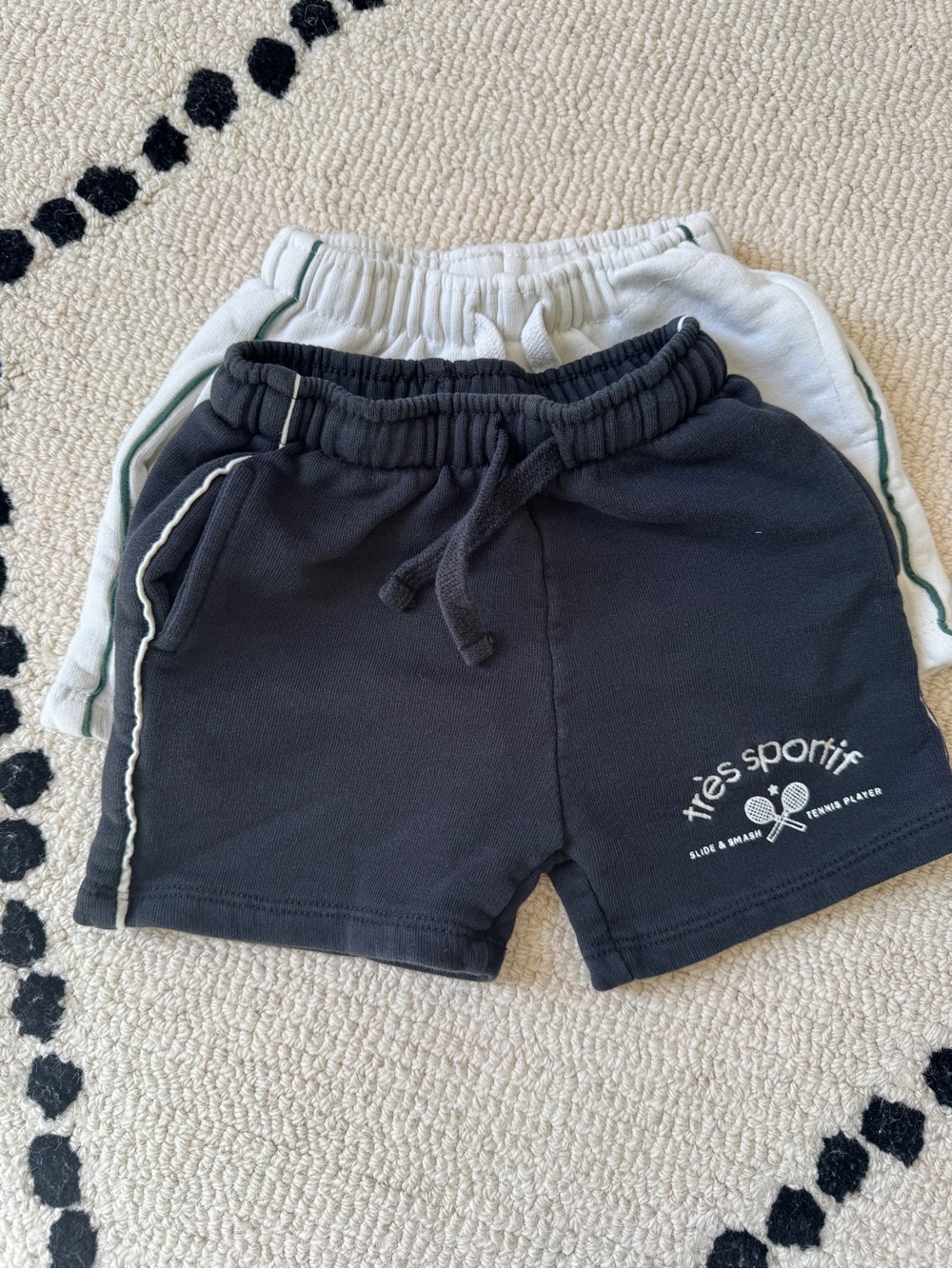 Zara Black Cotton Sporty Shorts with White Trim